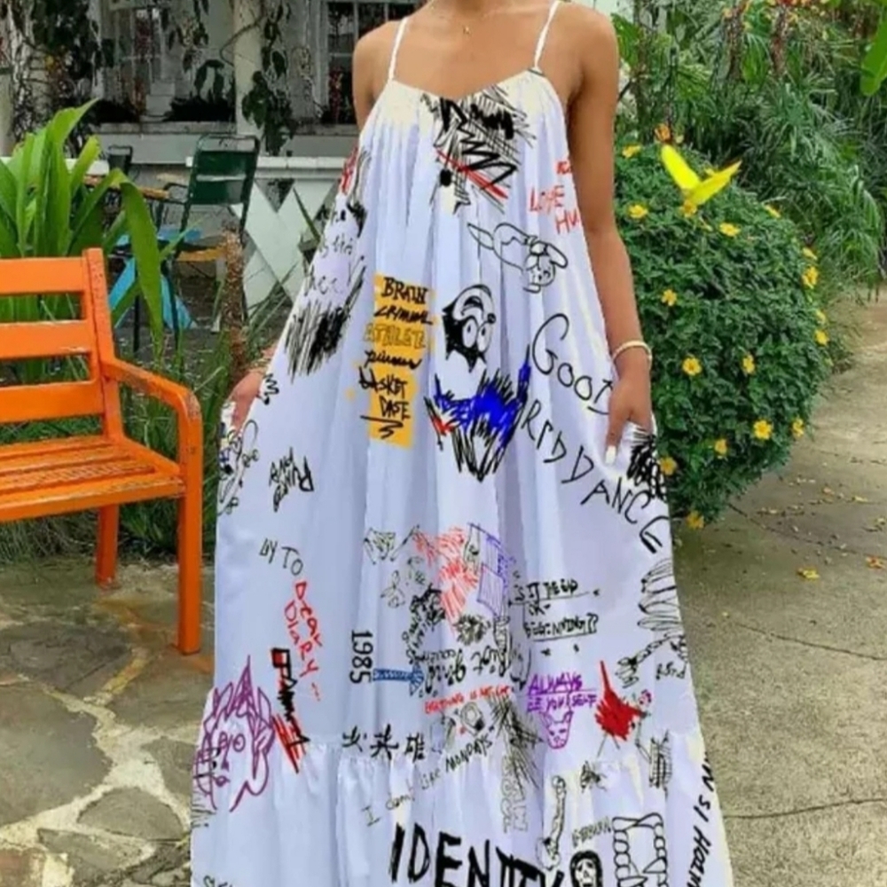 Graphic boho maxi